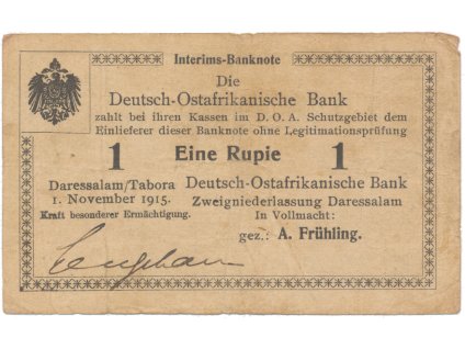 Německá Východní Afrika, 1 Rupie 1. 11. 1915, série E, R.918b