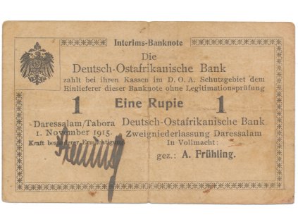 Německá Východní Afrika, 1 Rupie 1. 11. 1915, série F, R.918c