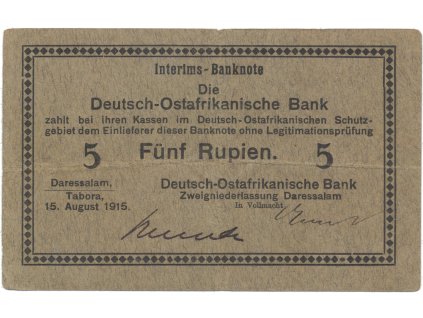 Německá Východní Afrika, 5 Rupien 15. 8. 1915, série C, R.910i