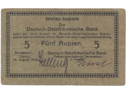 Německá Východní Afrika, 5 Rupien 15. 8. 1915, série C, R.910i
