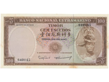 Timor, 100 Escudos 1963, P.28, jiný podpis