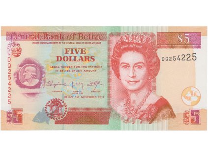 51004 belize 5 dollars 2011 p 67e