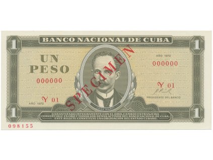 51031 kuba 1 peso 1972 tisk stc praha anulat specimen bankovni vzor p 102as1