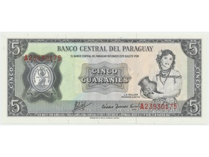 52566 paraguay 5 guaranies 1963 p 195b