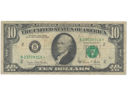 USA, 10 Dollars 1969C, náhradní série *, Pick.451dr