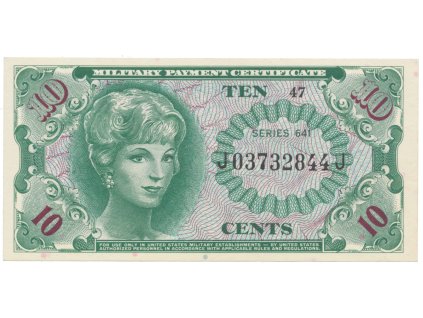 USA, vojenské vydání MPC, 10 Cents (1965), P.M58