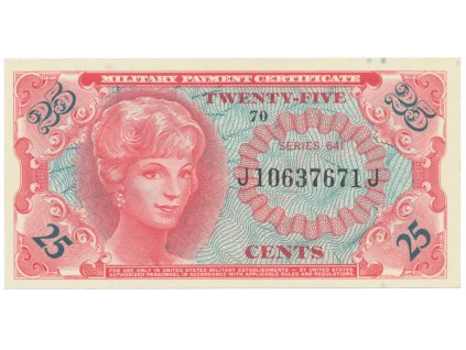 52728 usa vojenske vydani mpc 25 cents 1965 p m59
