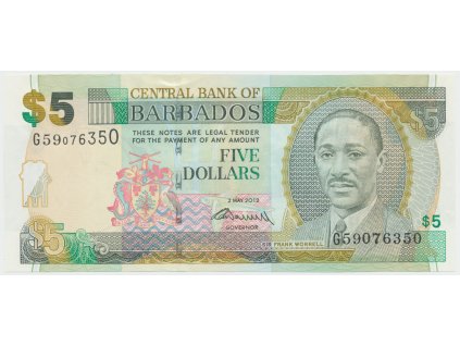 53133 barbados 5 dollars 2012 p 67c