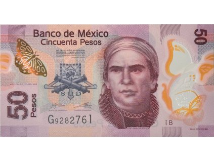 Mexiko, 50 Pesos 2012-2015, plastová, P.123Aa-As