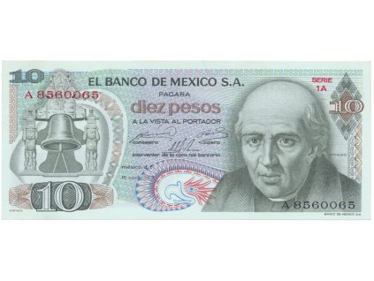 Mexiko, 10 Pesos 1969, P.63a, vzácnější datum vydání