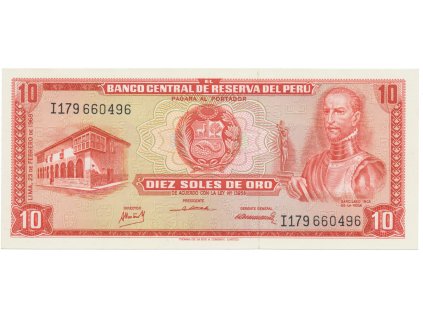 Peru, 10 Soles de Oro 1968, P.93