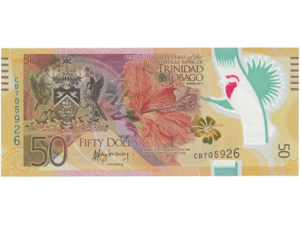 Trinidad a Tobago, 50 Dollars 2014, plastová, P.50, pamětní vydání
