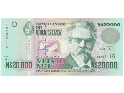 53463 uruguay 20 000 nuevos pesos 1991 p 69b