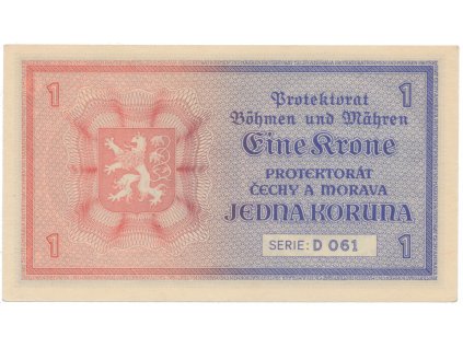 Protektorát Čechy a Morava, 1 Koruna b.d. (1940), tisk TB NBČM, série D, Hej.30aD