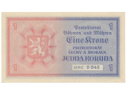 54316 54316 protektorat cechy a morava 1 koruna b d 1940 tisk tb nbcm serie d hej 30ad