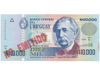 55714 55714 55714 uruguay 10 000 nuevos pesos 1989 pretisk no emitado p 68bs