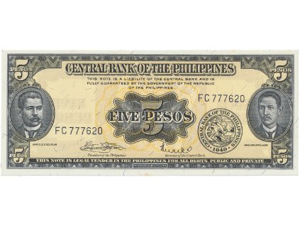 55954 55954 filipiny 5 pesos 1949 p 135f