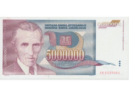 Jugoslávie, 5.000.000 Dinara 1993, P.121