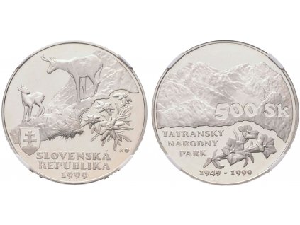 500 Sk 1999 - Tatranský národní park, PROOF, NGC PF 66 ULTRA CAMEO