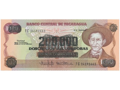 Nikaragua, 200.000 Cordobas (1990), P.162