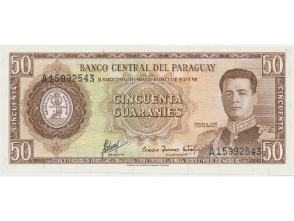 56311 paraguay 50 guaranies 1963 p 197b