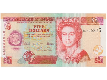 56338 belize 5 dollars 2009 p 67d
