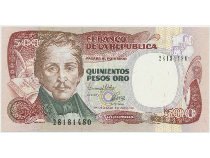 Kolumbie, 500 Pesos Oro 1993, P.431A