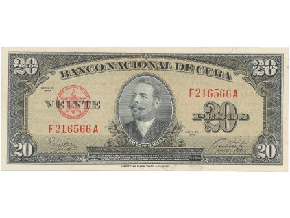 56377 56377 kuba 20 pesos 1949 p 80a