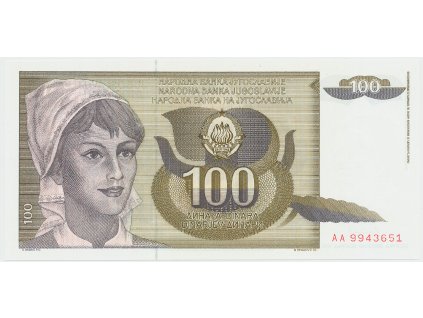 Jugoslávie, 100 Dinara 1991, P.108