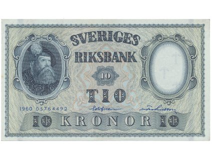 Švédsko, 10 Kronor 1960, modrý číslovač, P.43h