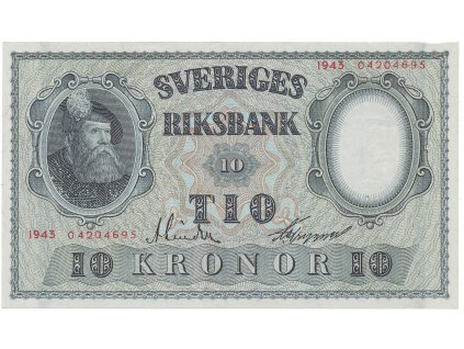56518 svedsko 10 kronor 1943 cerveny cislovac p 40d