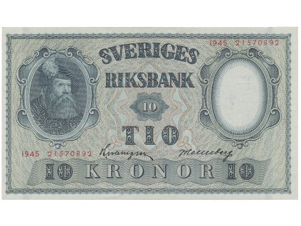 56524 svedsko 10 kronor 1945 cerveny cislovac p 40f