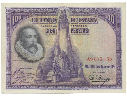 Španělsko, 100 Pesetas 1928, série A, P.76a