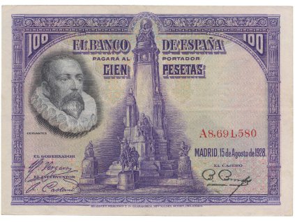 Španělsko, 100 Pesetas 1928, série A, P.76a