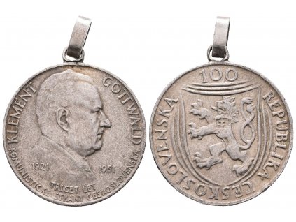 100 Koruna 1951 - Klement Gottwald, ouško
