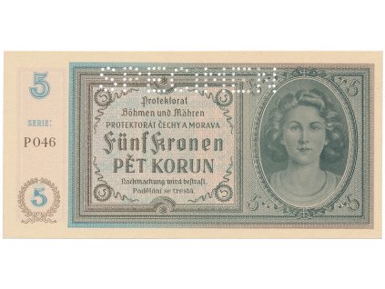 57625 protektorat cechy a morava 5 koruna b d 1940 tisk pardubice serie p perf specimen hej 31d s1