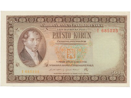 Československo, 500 Koruna 1946, série A-Z, perforace 3 md v obloučku, Hej.81a.S2