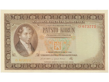 Československo, 500 Koruna 1946, série A-Z, perforace 3 md v obloučku, Hej.81a.S2