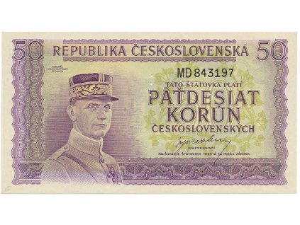 Československo, 50 Koruna b.d. (1945), perforace 3 md svisle, Hej.73a.S1