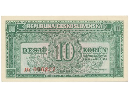 Československo, 10 Koruna 1950, série Aa - Zh, Hej.86b