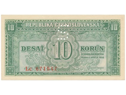 58312 ceskoslovensko 10 koruna 1950 serie aa zh perforace pismenem s hej 86b s3