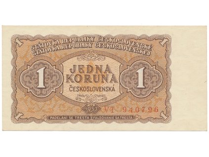 Československo, 1 Koruna 1953, tisk Praha, série VT, Hej.89b1