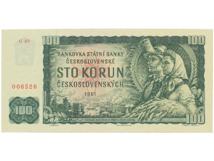 58396 ceskoslovensko 100 koruna 1961 ii vydani serie g cislovac secesni novy hej 102bg