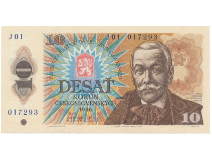 Československo, 10 Koruna 1986, široká první série J 01, Hej.107bJ