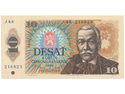 Československo, 10 Koruna 1986, široká vysoká série J 48, Hej.107bJ
