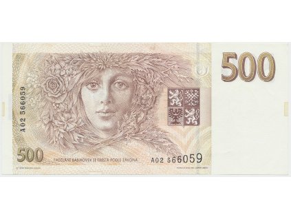Česká republika, 500 Koruna 1993, série A, tisk Anglie, Hej..CZ10a1