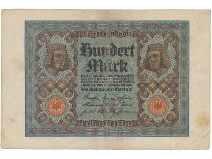 Německo, 100 Mark 1920, 7-místný číslovač, Ro.67a