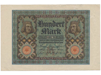 Německo, 100 Mark 1920, 8-místný číslovač, Ro.67b
