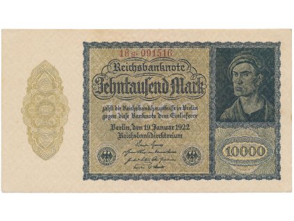 Německo, 10.000 Mark 1922, firemní 6-místný číslovač, Ro.69c