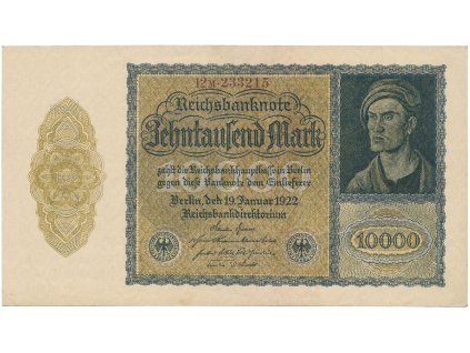 Německo, 10.000 Mark 1922, firemní 6-místný číslovač, Ro.69c